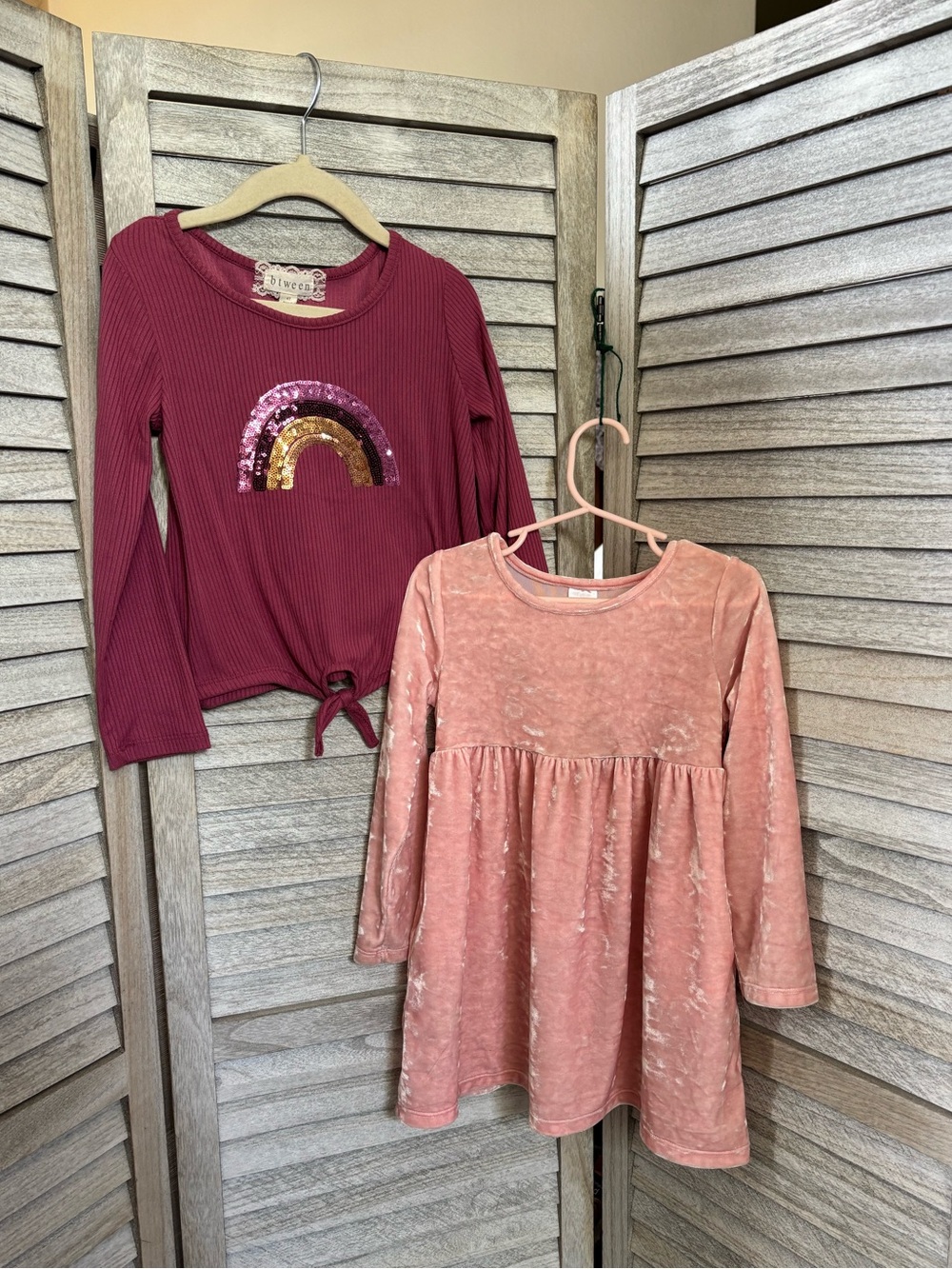 Btween & Healthtex Girls 4T Bundle Velvet Dress & Sequin Rainbow Top Cottagecore